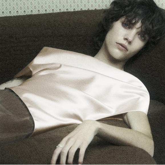 Zara ASYMMETRICAL SATIN EFFECT TOP - Picture 12 of 16